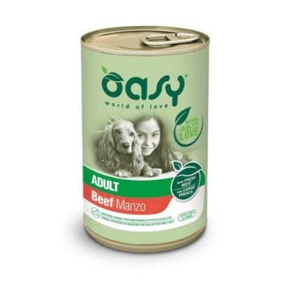 Oasy Lifestage Umido Cane Adulto Manzo Lattina 400g
