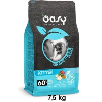 Oasy Grain Free Secco Gatto Kitten Pesce 7,5kg