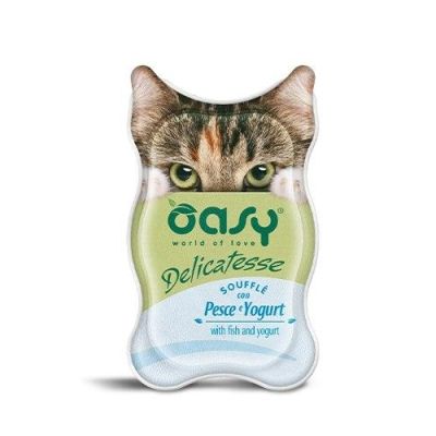 Oasy Umido Gatto Delicatesse Soufflé Pesce e Yougurt 85g