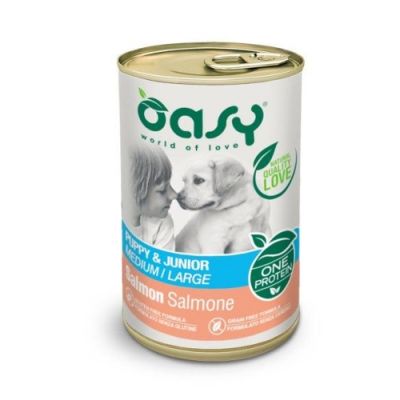 Oasy One Protein Umido Cane Puppy Medium/Large Lattina Salmone 400g