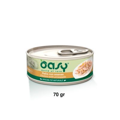 Oasy Specialità Naturale Umido Gatto Lattina Pollo con Ananas 70g