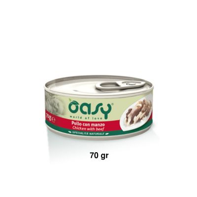 Oasy Specialità Naturale Umido Gatto Lattina Pollo con Manzo 70g