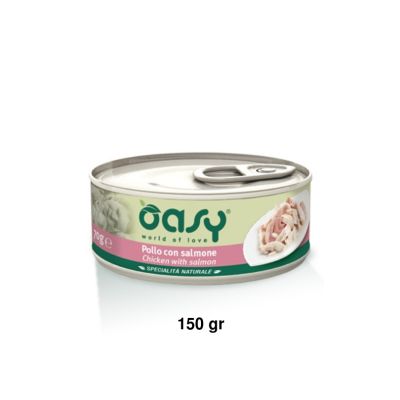 Oasy Specialità Naturale Umido Gatto Lattina Pollo con Salmone 150g
