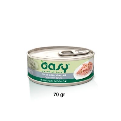 Oasy Specialità Naturale Umido Gatto Lattina Tonno con Calamari 70g