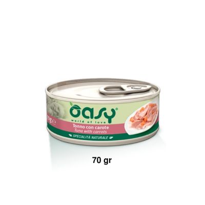 Oasy Specialità Naturale Umido Gatto Lattina Tonno con Carote 70g