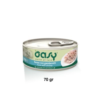 Oasy Specialità Naturale Umido Gatto Lattina Tonno con Gamberetti 70g
