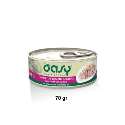 Oasy Specialità Naturale Umido Gatto Lattina Tonno con Pescetti Oceanici 70g