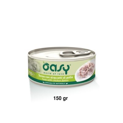 Oasy Specialità Naturale Umido Gatto Lattina Tonno con Straccetti di Pollo 150g