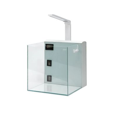 Aqpet Kubic 30 Rear Kit Vasca In Vetro Extrachiaro Con Filtro Posteriore e Luce LED Integrata 30x30x30cm Bianco